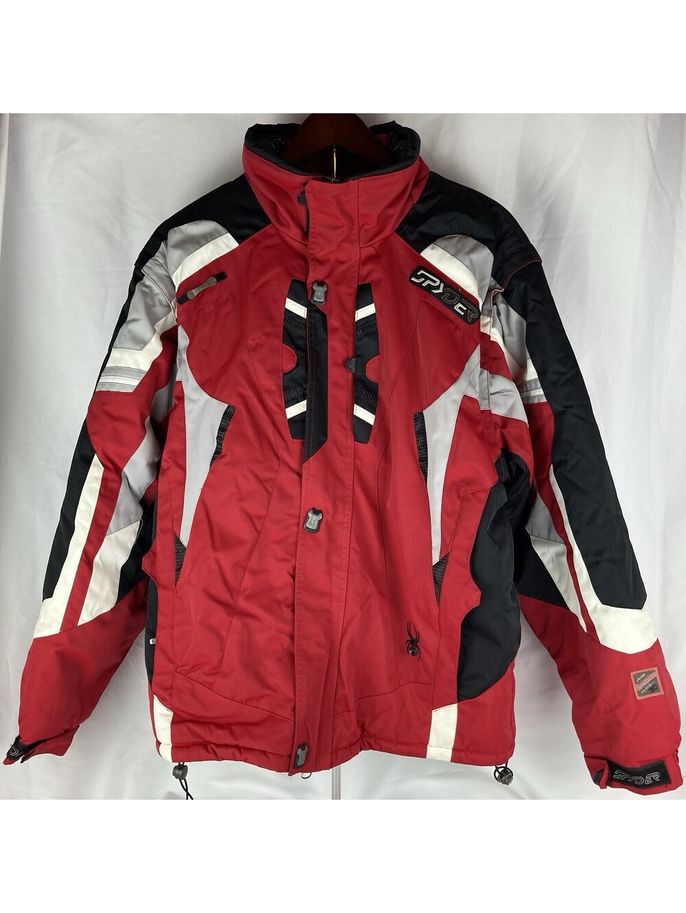 Men’s L Spyder Ski Jacket Red Black Waterproof Dermizax EV X-Static Spider Web⁠